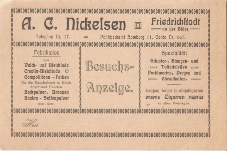 A C Nickelsen, Friedrichstadt