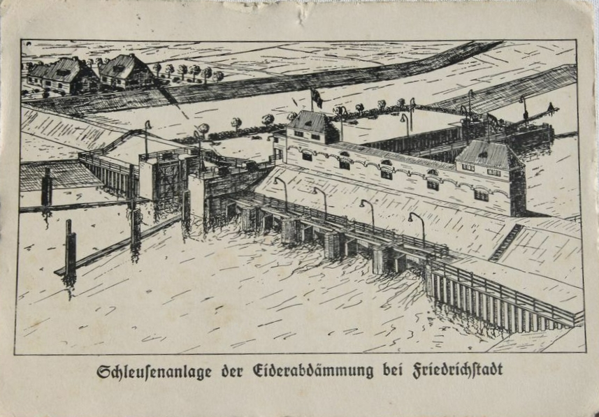 Friedrichstadt, Eiderabdaemmung 1938