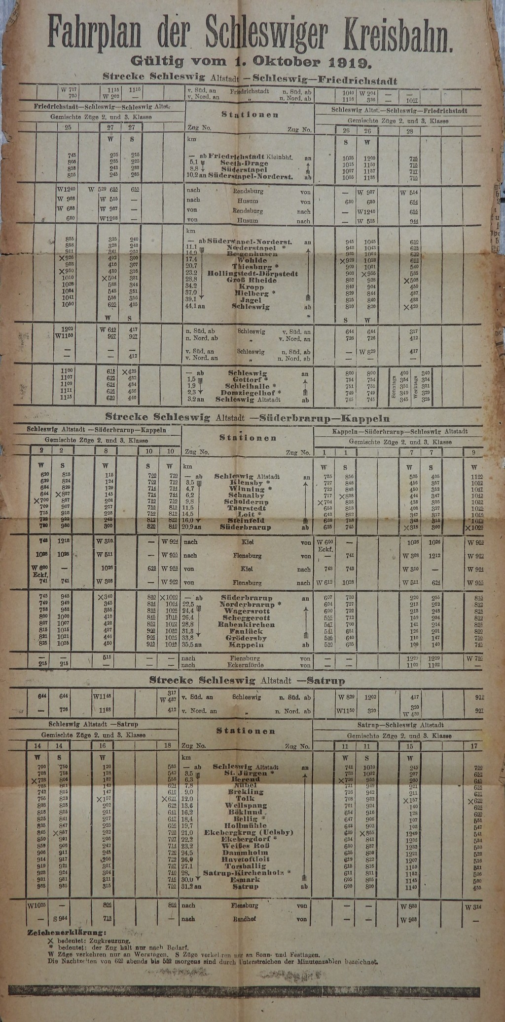 Fahrplan Kreisbahn 1919