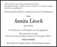 Traueranzeig Annita Liesch