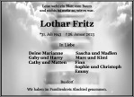 Traueranzeige Lothar Fritz