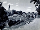 Blick vom Schulhof der Gallbergschule auf die Michaeliskirche, 1960