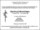 Traueranzeige Hartmut Hinrichsen